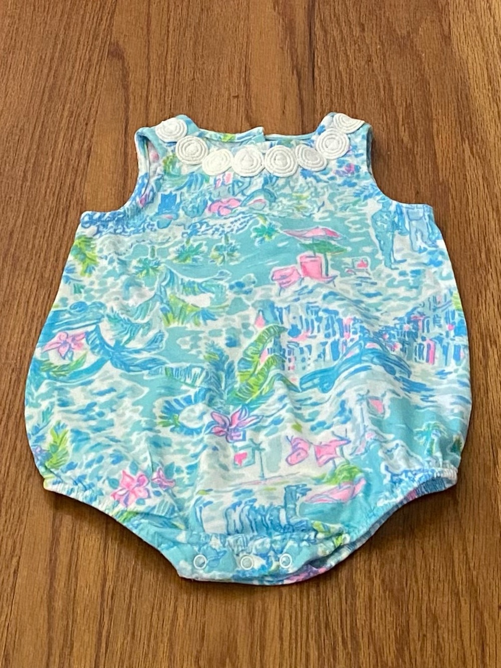 Lilly Pulitzer Cotton Jersey Multicolor Tropical Print Baby One-Piece